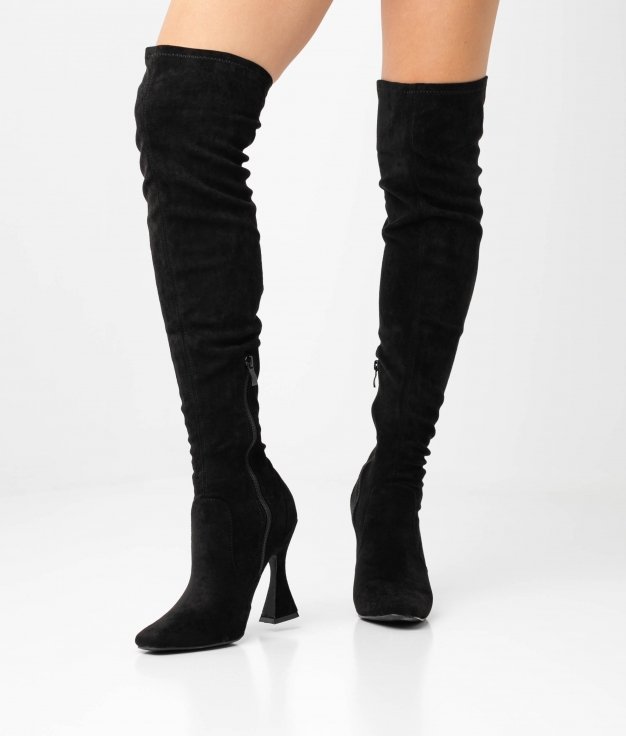 TRANDY KNEE-LENGHT BOOT - BLACK