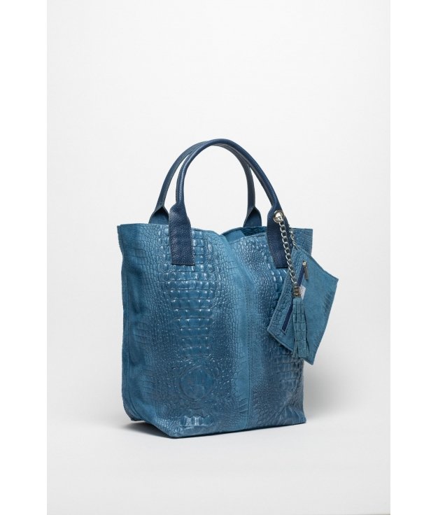 Bolsa de couro Elena - Azul denim