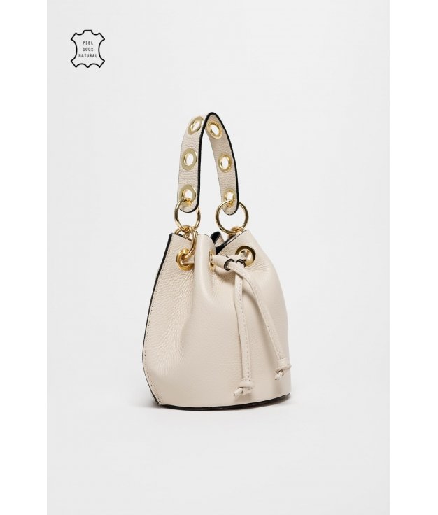 BOLSO DE PIEL LOUPE - BEIGE