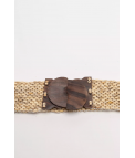 CINTURÓN ELÁSTICO GIAL - BEIGE/MADERA