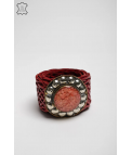 CINTURON DE PIEL TRENZADO NUMEA - ROJO