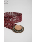 CEINTURE EN CUIR TRESSÉ NUMEA - ROSE FONCÉ