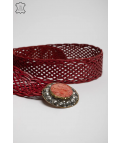 CINTURON DE PIEL TRENZADO NUMEA - ROJO
