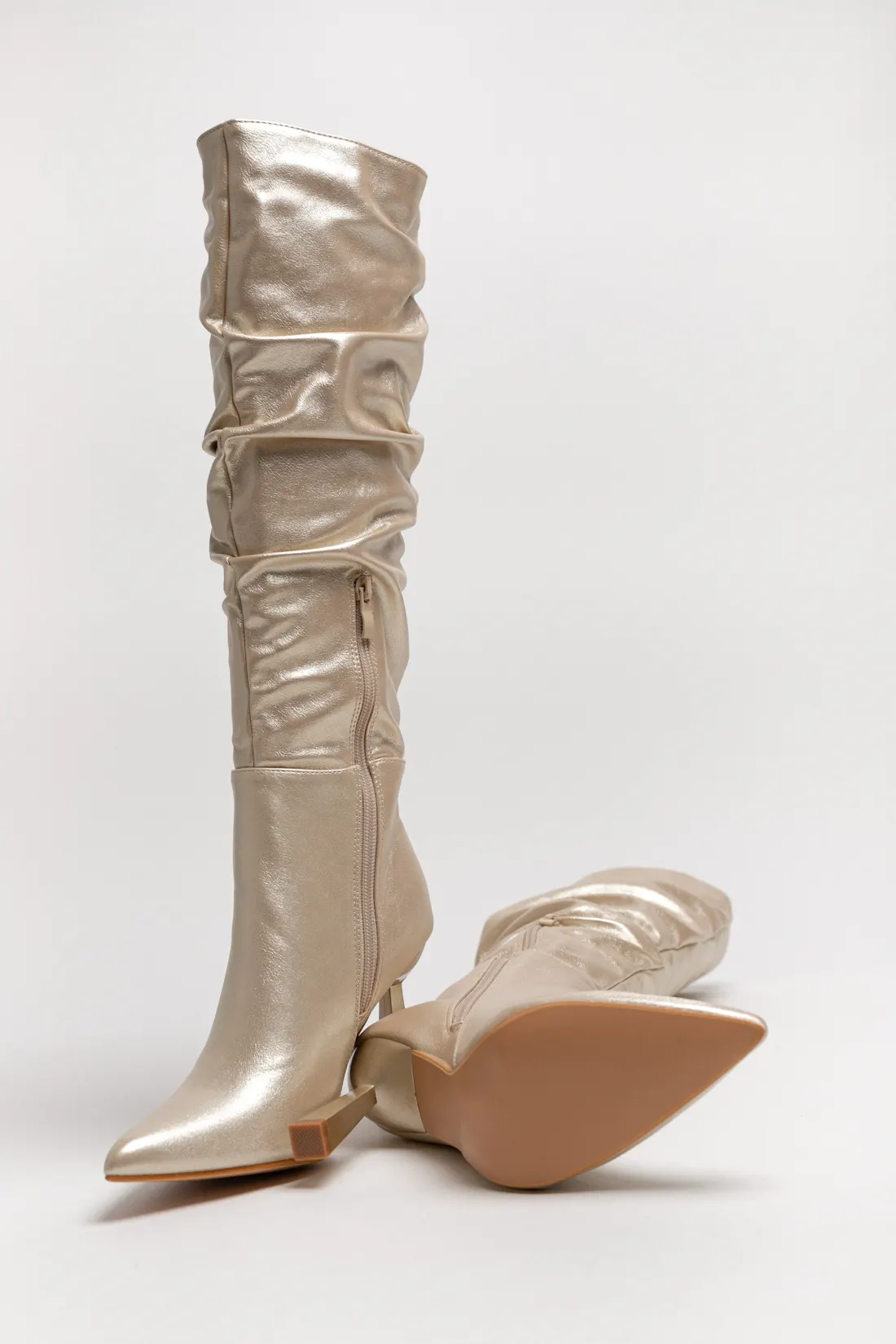 HIGH VELOR BOOTS - GOLD