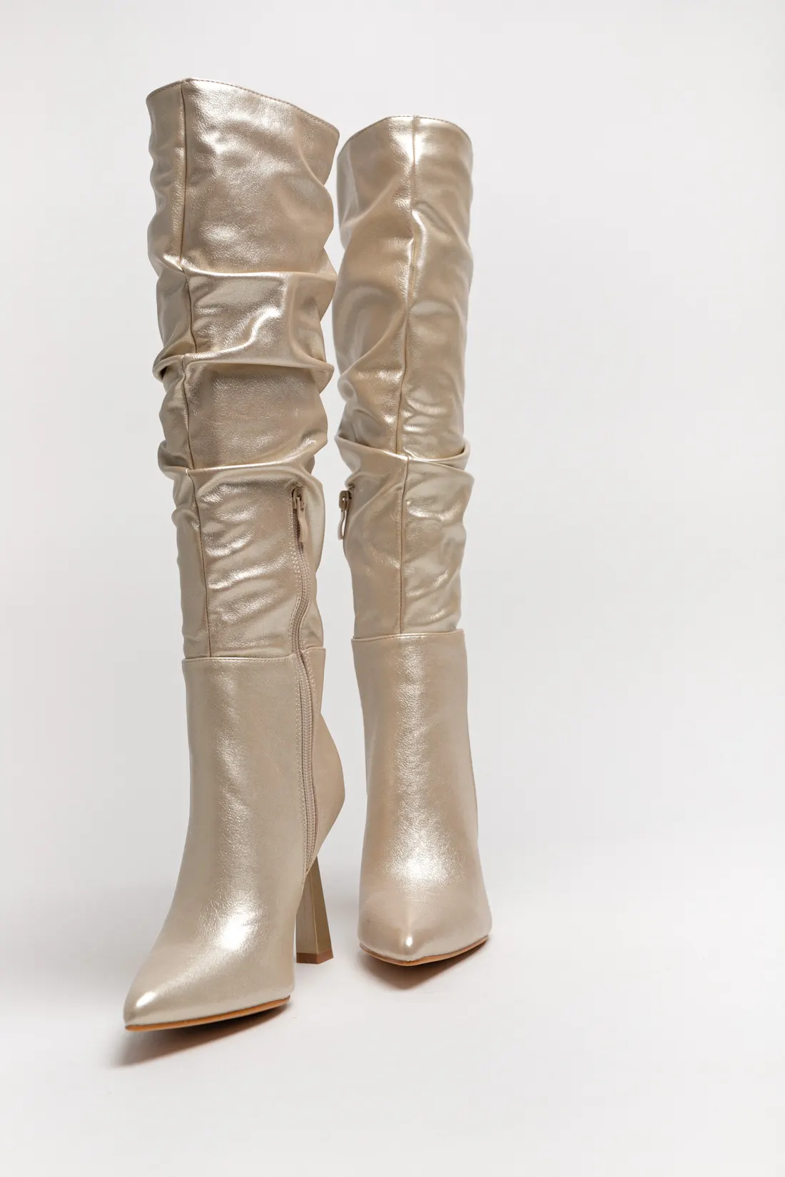 HIGH VELOR BOOTS - GOLD