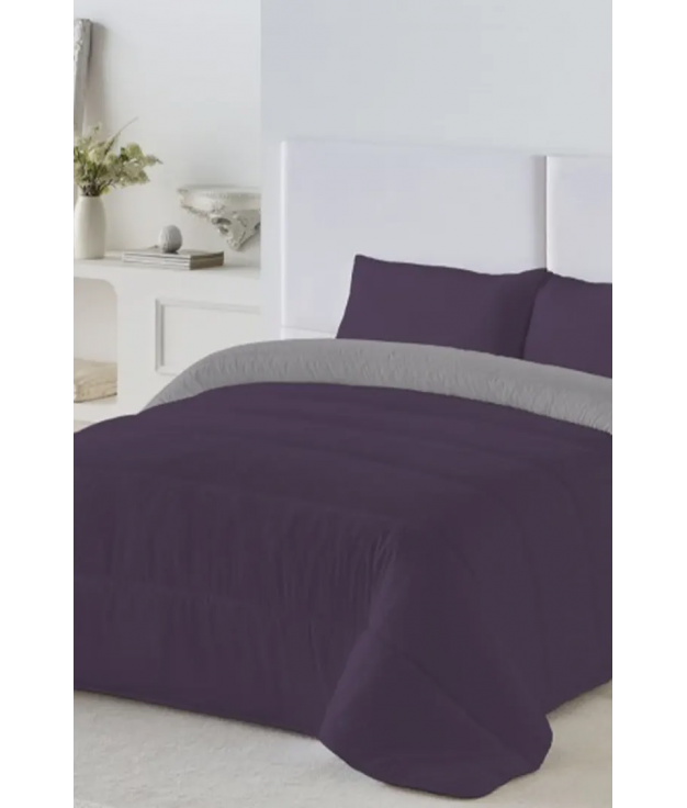 AUBERGINE/GREY TWO-TONE QUILT