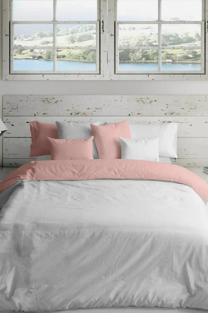 TWO-TONE DUVET COVER - PALE PINK