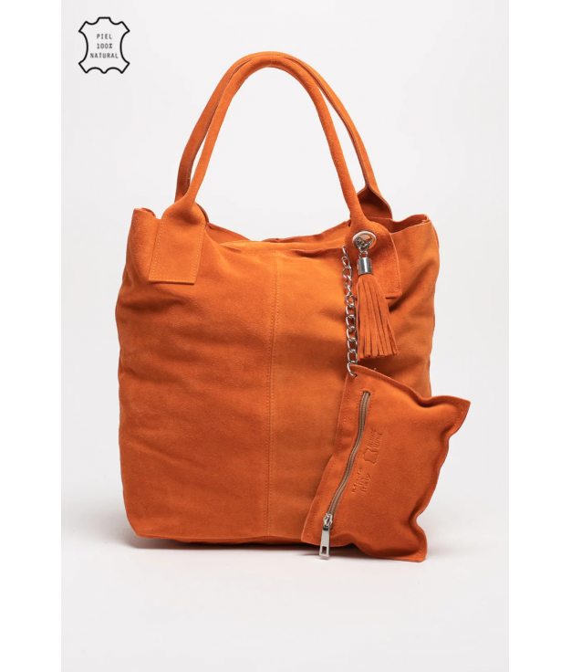 BOLSA DE COURO MYKONOS - LARANJA