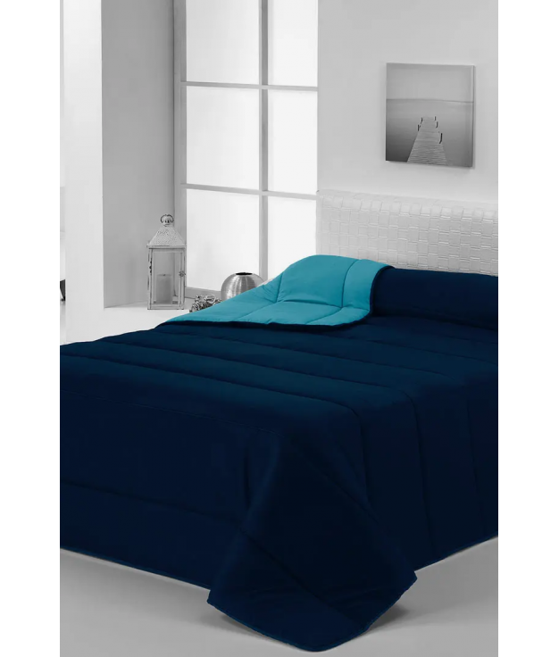 EXTRA LONG TWO-TONE COMFORTER QUILT - NAVY/LIGHT BLUE DONEGAL COLLECTIONS