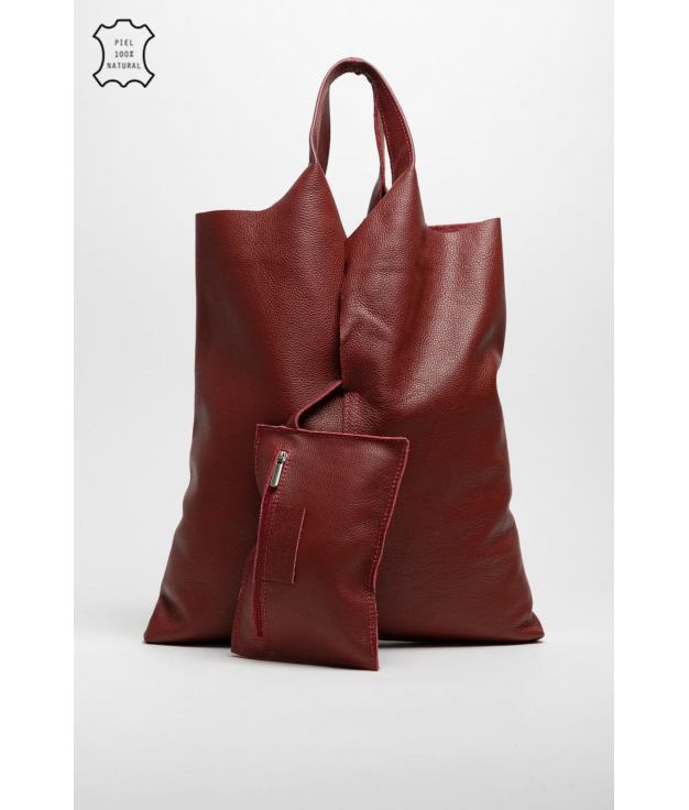 BOLSO DE PIEL COWES - GRANATE