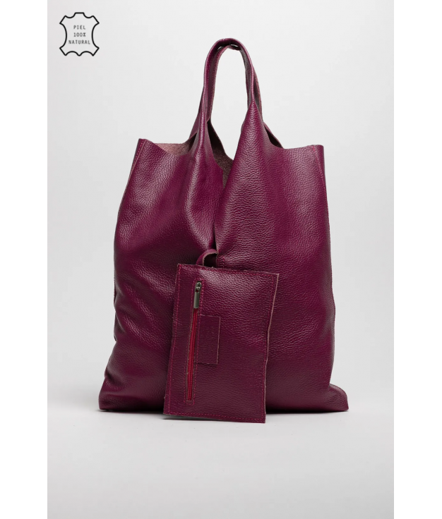 BOLSO DE PIEL COWES - BUGANVILLA OSCURO