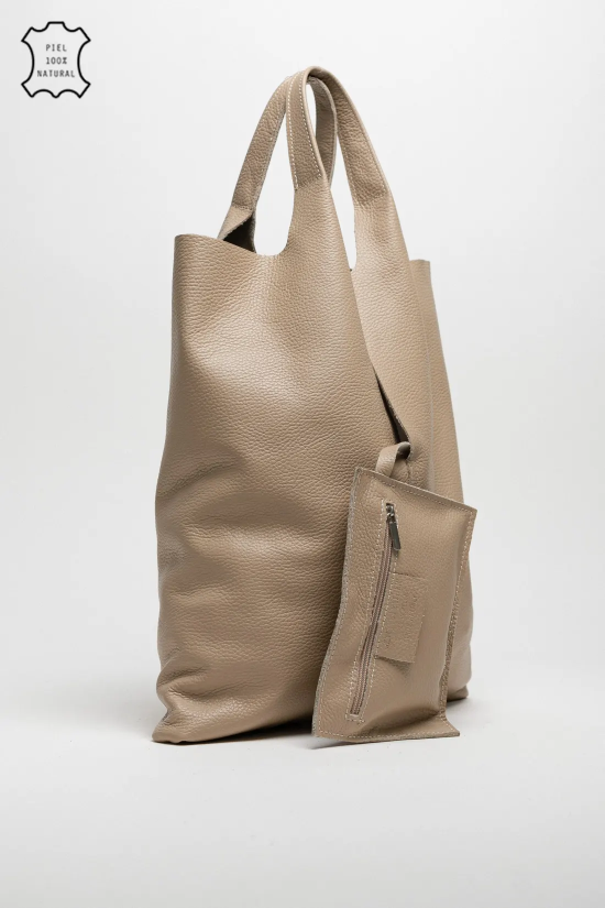 BOLSA DE COURO DE VACA - BEGE ESCURO 2