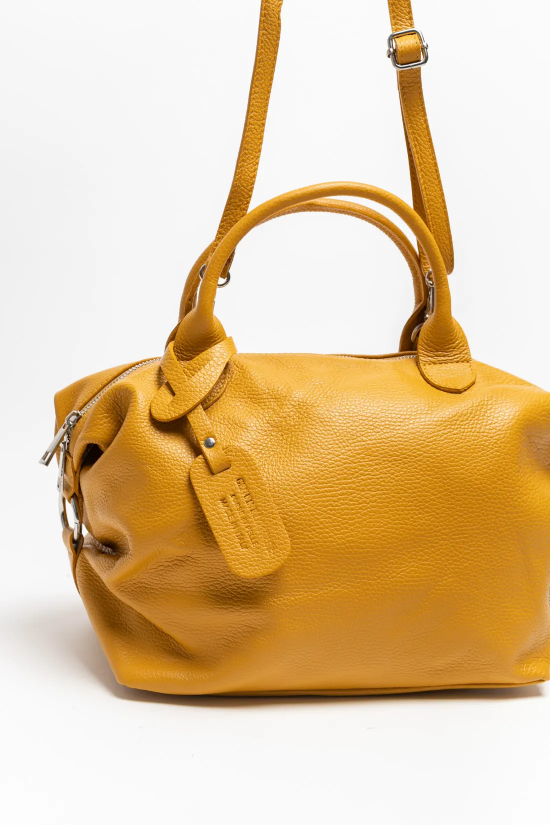 BOLSO DE PIEL LEREA - MOSTAZA