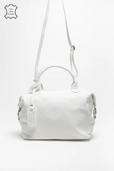 BOLSO DE PIEL LEREA - BLANCO
