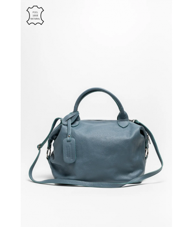 BOLSO DE PIEL LEREA - AZUL CLARO