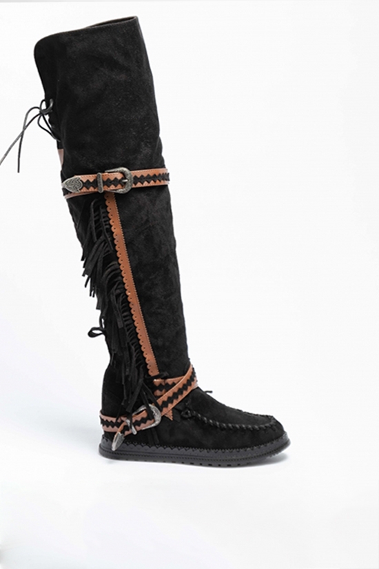 Knee-Length Indianini Boot Mirena - Black