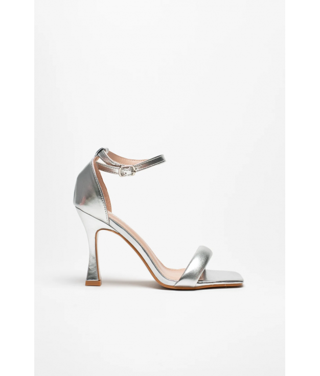 NELIDE HEELED SANDAL - SILVER