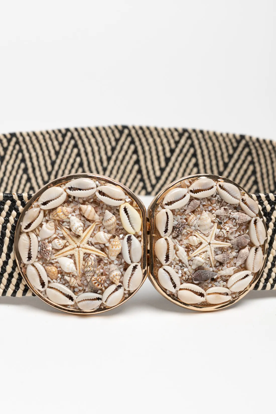 CINTURÓN ESTRELMA - NEGRO/BEIGE 2