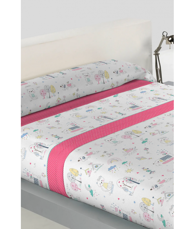 CORALINA CATS SHEET SET - FUCHSIA