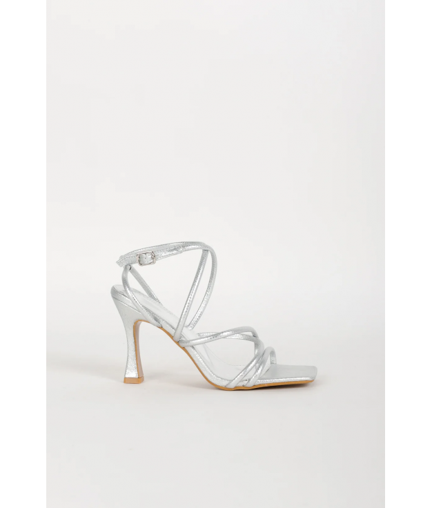 DUNIA HEELED SANDALS - SILVER