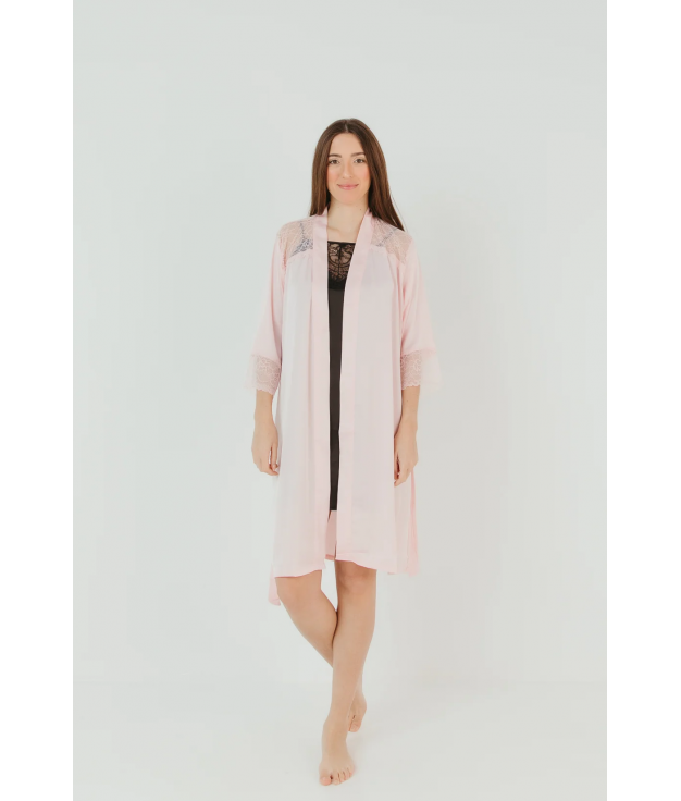 LIYAS LINGERIE DRESSING GOWN - PINK