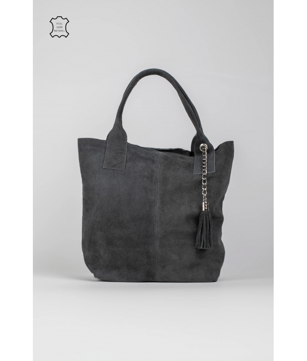 BOLSO DE PIEL MYKONOS - GRIS