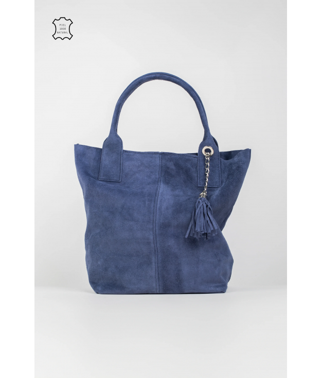 BOLSA DE COURO MYKONOS - AZUL DENIM