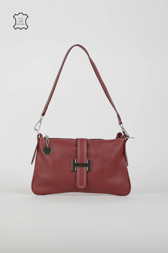 BLUBAS LEATHER SHOULDER BAG - MAROON