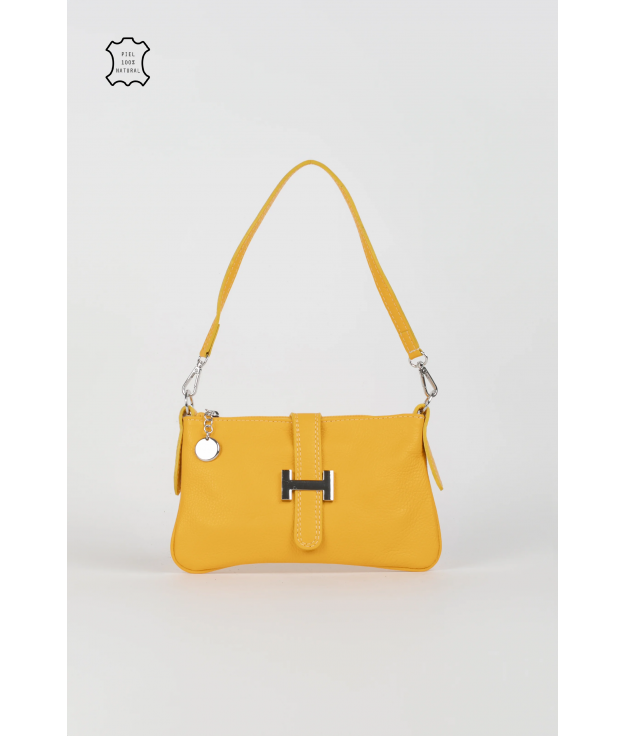 BORSA MESSENGER IN PELLE BLUBAS - SENAPE