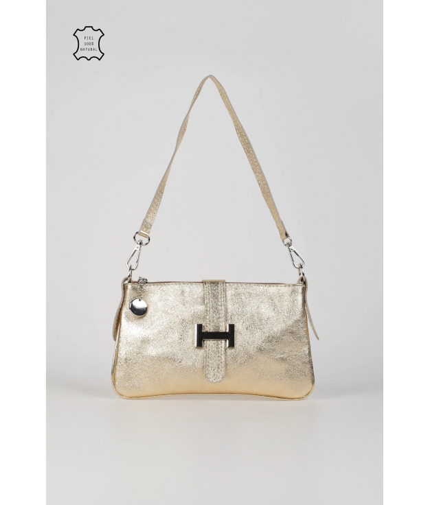 BLUBAS LEATHER SHOULDER BAG - GOLD