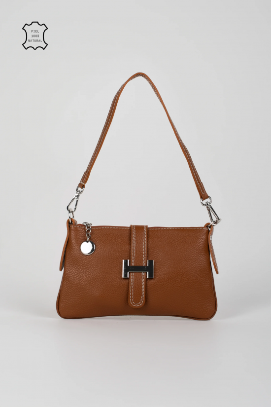 BANDOLERA DE PIEL BLUBAS - CAMEL