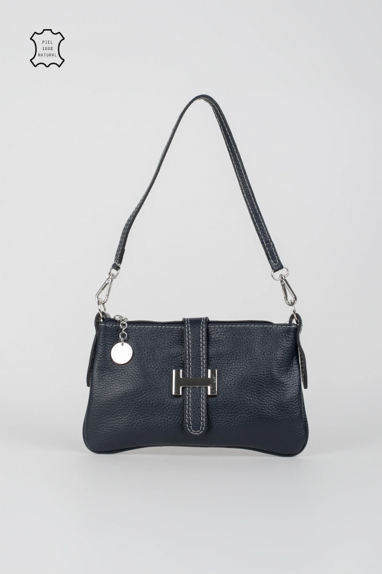 MALA DE OMBRO EM PELE BLUBAS - PRETO