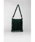 BANDOLERA DE PIEL FLECOS - VERDE BOTELLA