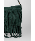 BANDOLERA DE PIEL FLECOS - VERDE BOTELLA