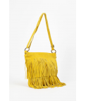 BANDOLERA DE PIEL FLECOS - AMARILLO