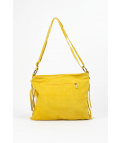 BANDOLERA DE PIEL FLECOS - AMARILLO