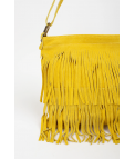 BANDOLERA DE PIEL FLECOS - AMARILLO