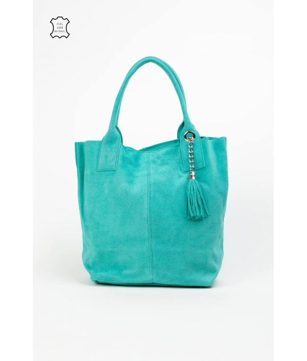 MYKONOS LEATHER BAG - TURQUOISE