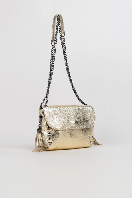 BANDOLERA DE PIEL SUSI - ORO 2