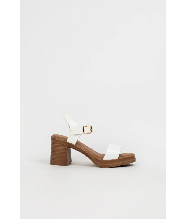 ENSA HEELED SANDAL - WHITE