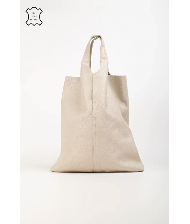 COWES LEATHER BAG - BEIGE