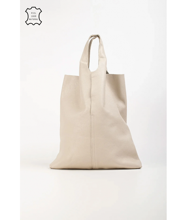 SAC EN CUIR DE VACHETTE - BEIGE