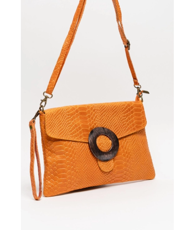 Leather crossbody bag Cris - orange