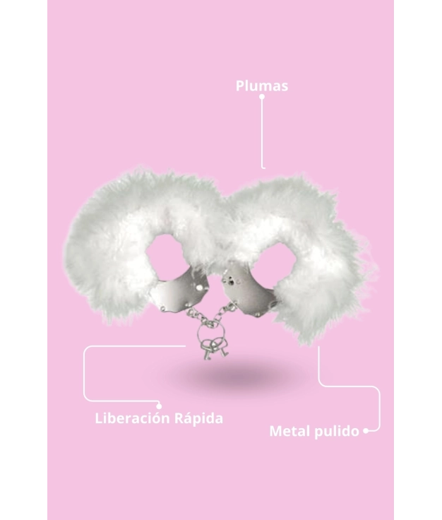 Esposas de metal con plumas Adrien Lastic - Blanco