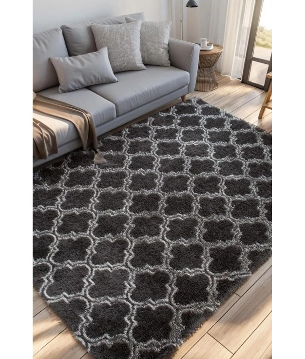 TAPIS EN FOURRURE IMPRIMÉE 150X200 - NOIR pianno39