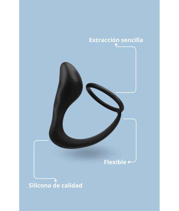 PLUG ANAL CON ANILLO PARA PENE - NEGRO