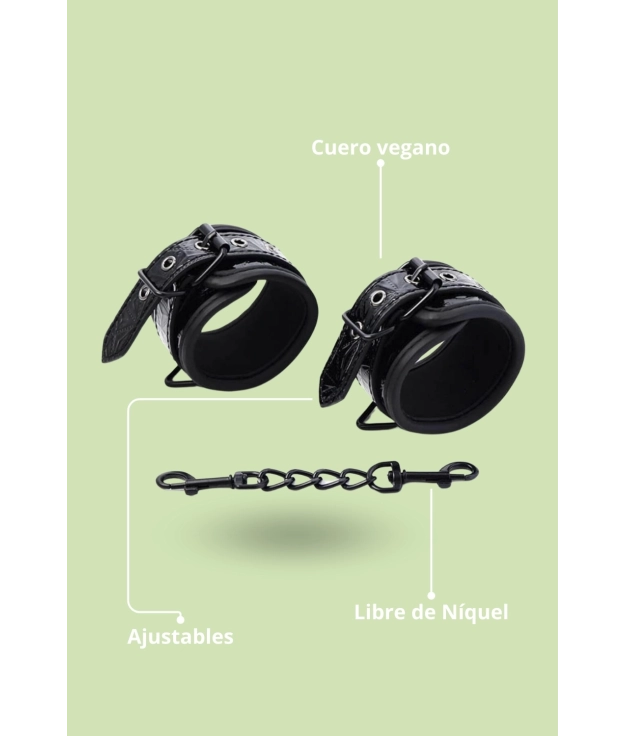 BRACELETS DE CHEVILLE AJUSTABLES EN CUIR VEGAN - NOIR PIANNO 39