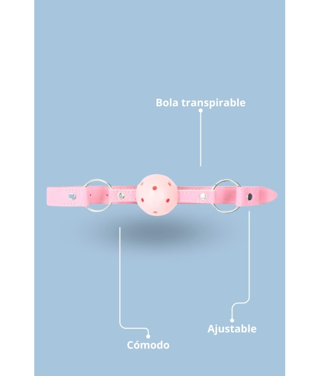 MORDAZA TRANSPIRABLE AJUSTABLE BOLA 4,5 CM FETISH ADDICT - ROSA