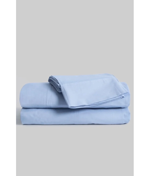 DRAP DE LIT EN COTON KARAMELO VIT - BLEU