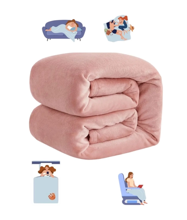 COPERTA PER DIVANO E LETTO - ROSA PALLIDO